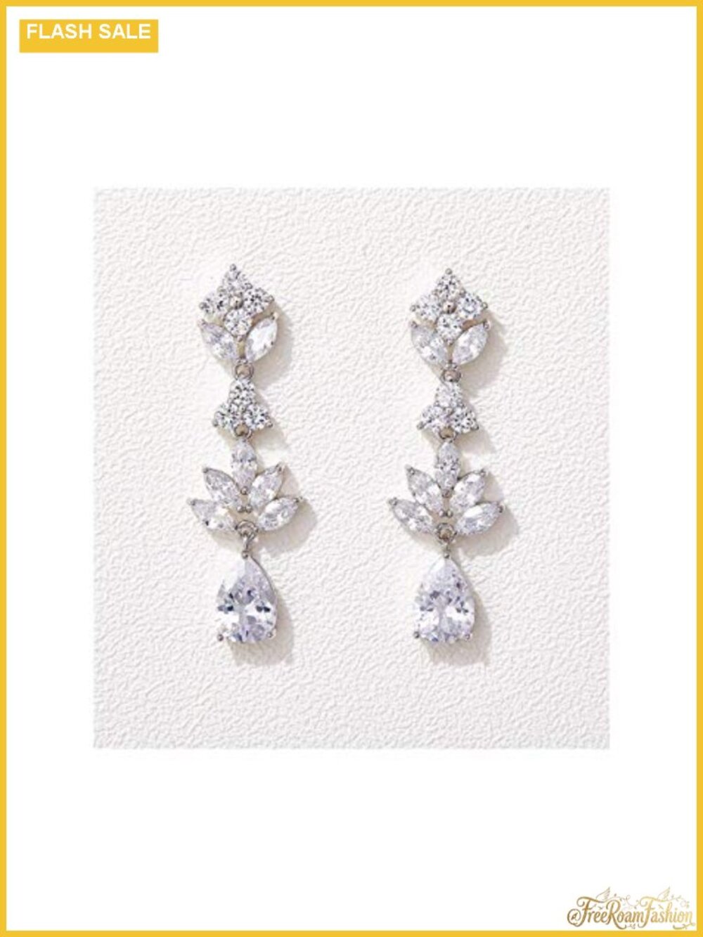 CZ Teardrop Wedding Earrings Silver Plated Bridal Drop Dangle